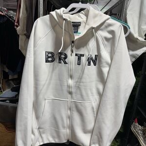 Burton White Zip-Up Hoodie
